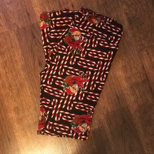 Lularoe os candy cane Santa leggings